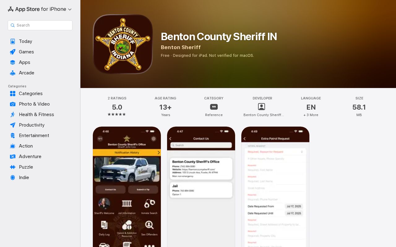 Benton County Sheriff app public safety news and report interface